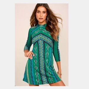 Free People mockneck long sleeve dress in green